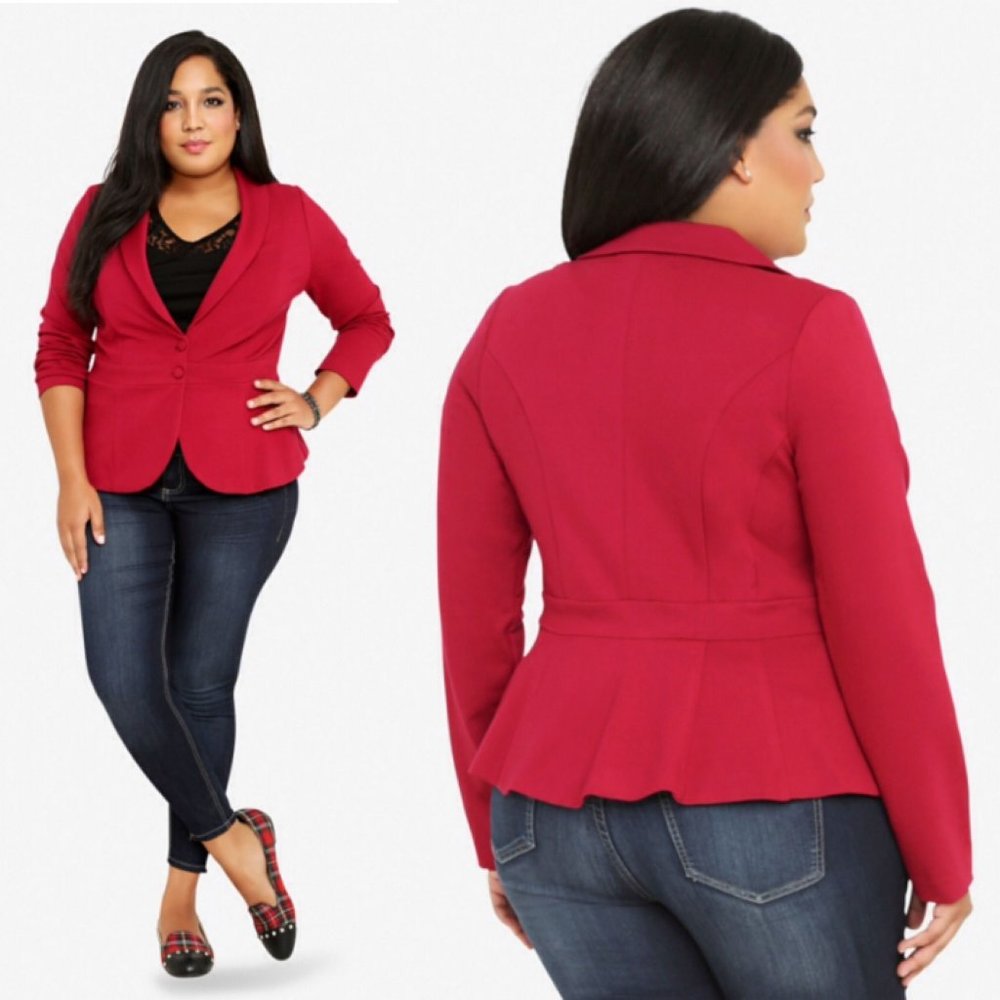 Torrid Red Ponte Peplum Blazer